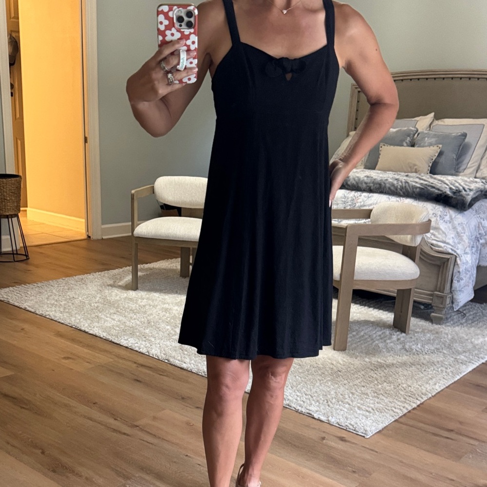 Loft sleeveless black empire waist linen dress. Size S. Excellent condition!